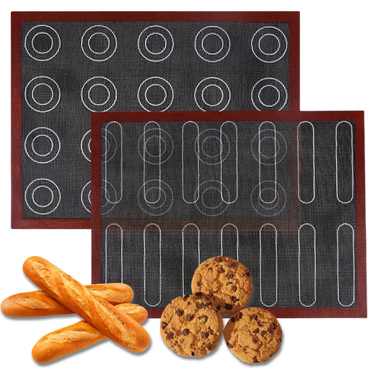 Nonstick Perforated Silicone Baking Mat Two-Sided Puff and Round Patterns