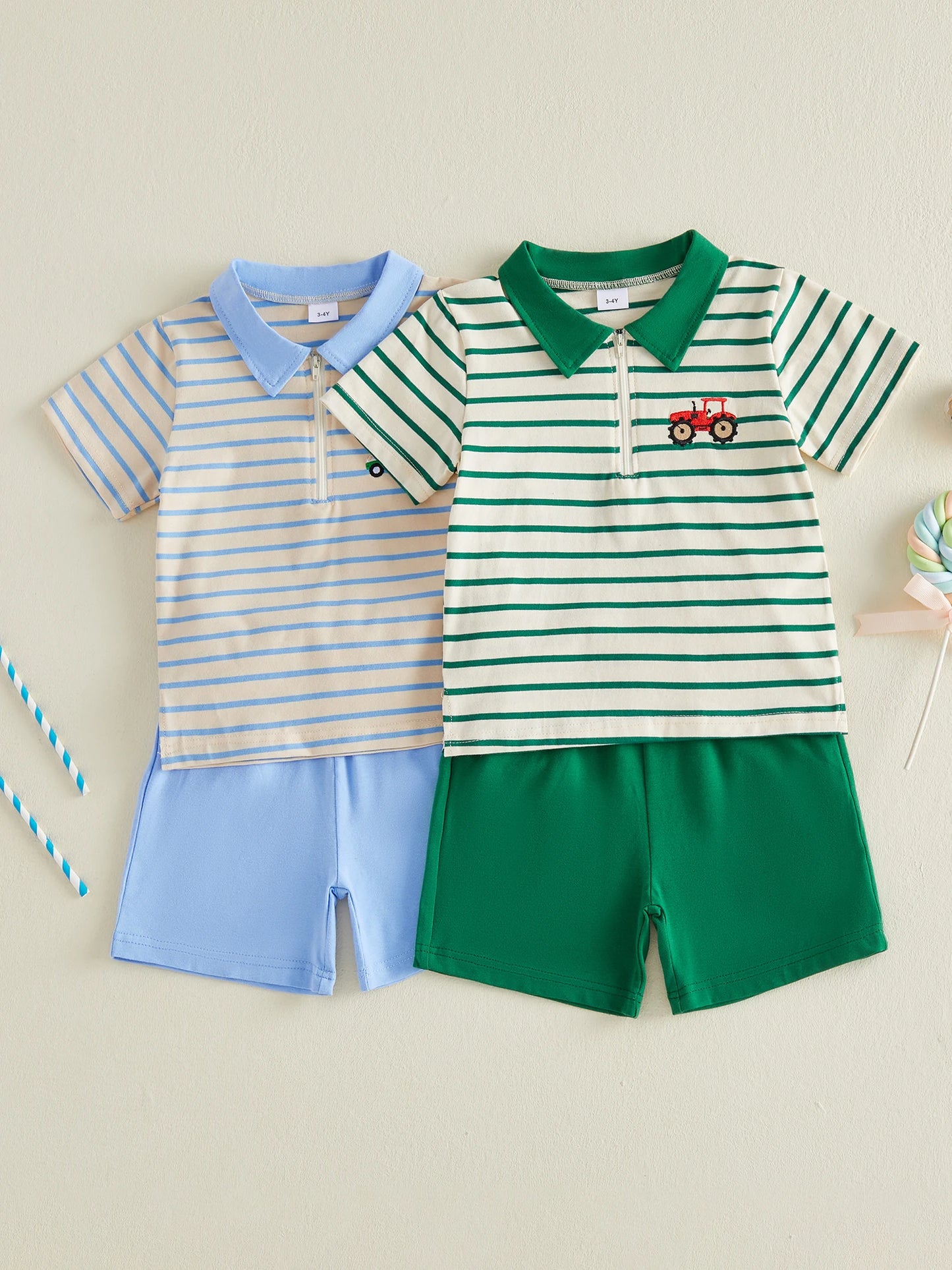 Infant Summer Outfit Set With Short Sleeve Embroidered Top Shorts