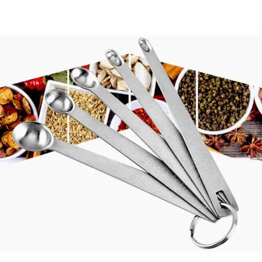 5 Piece Stainless Steel Measuring Spoons Set for Kitchen Use