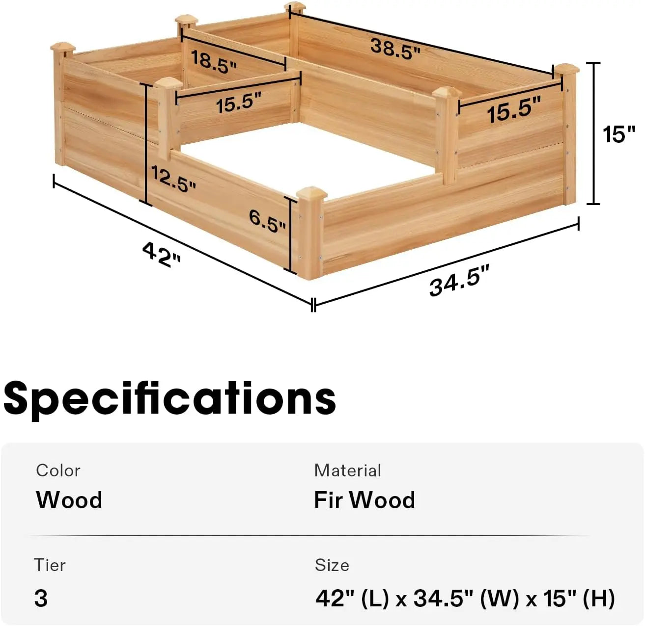 Three Tier Wooden Raised Garden Bed For Outdoor Planting