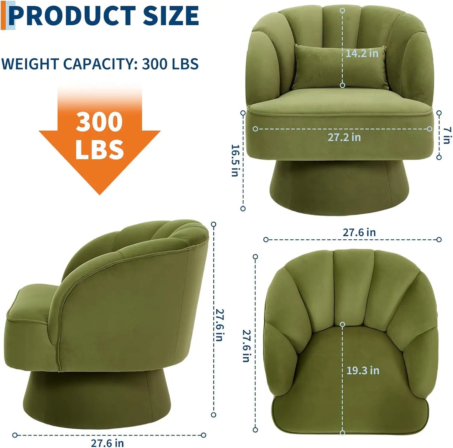 HiMISS Ultra Plush Swivel Accent Chair 360 Degree Barrel Lounge