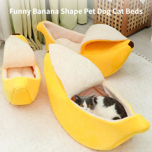 Funny Banana Cat Bed House Cozy Cat Mat And Basket