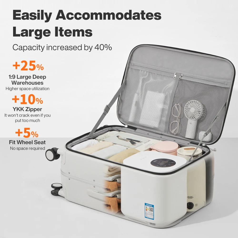 Mixi Aluminum Frame Carry On Luggage Front Opening Rolling Suitcase