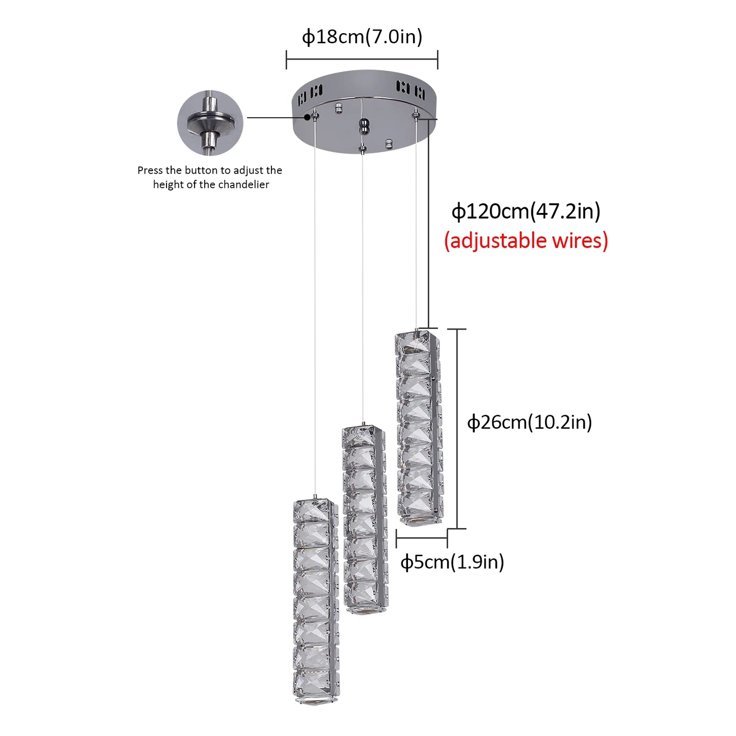 VETRULUS Nordic K9 Crystal Ceiling Lamp Led Chandelier Living Room