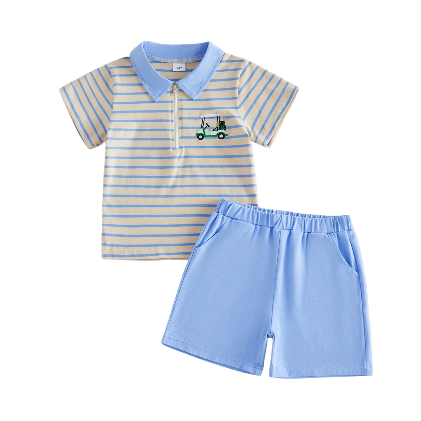Infant Summer Outfit Set With Short Sleeve Embroidered Top Shorts