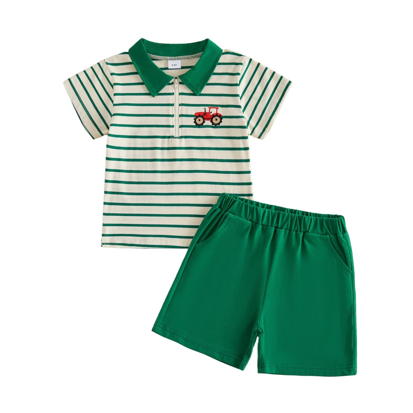 Infant Summer Outfit Set With Short Sleeve Embroidered Top Shorts