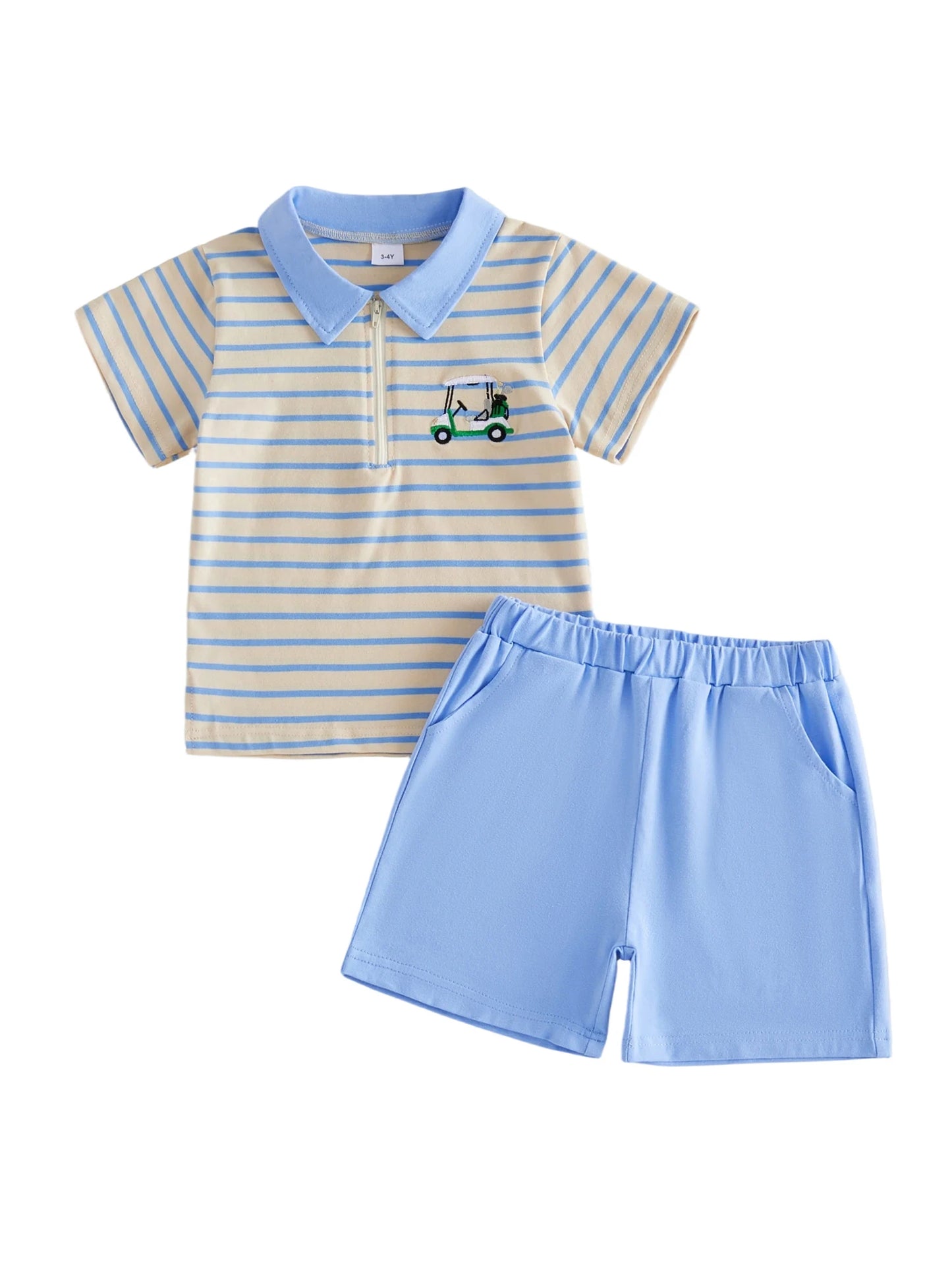 Infant Summer Outfit Set With Short Sleeve Embroidered Top Shorts