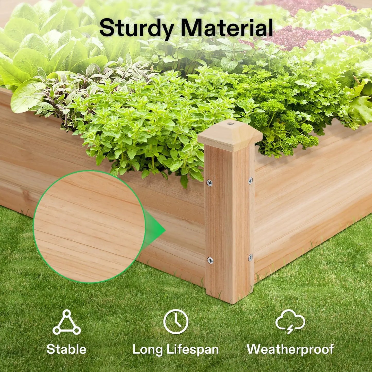 Three Tier Wooden Raised Garden Bed For Outdoor Planting