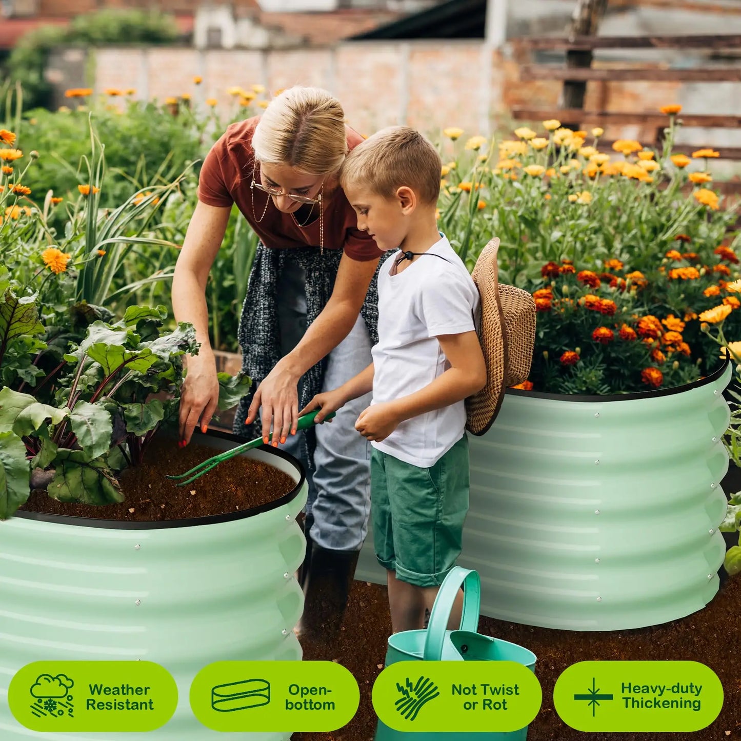 HiMISS Galvanized Steel Raised Garden Bed Two Pack Kit