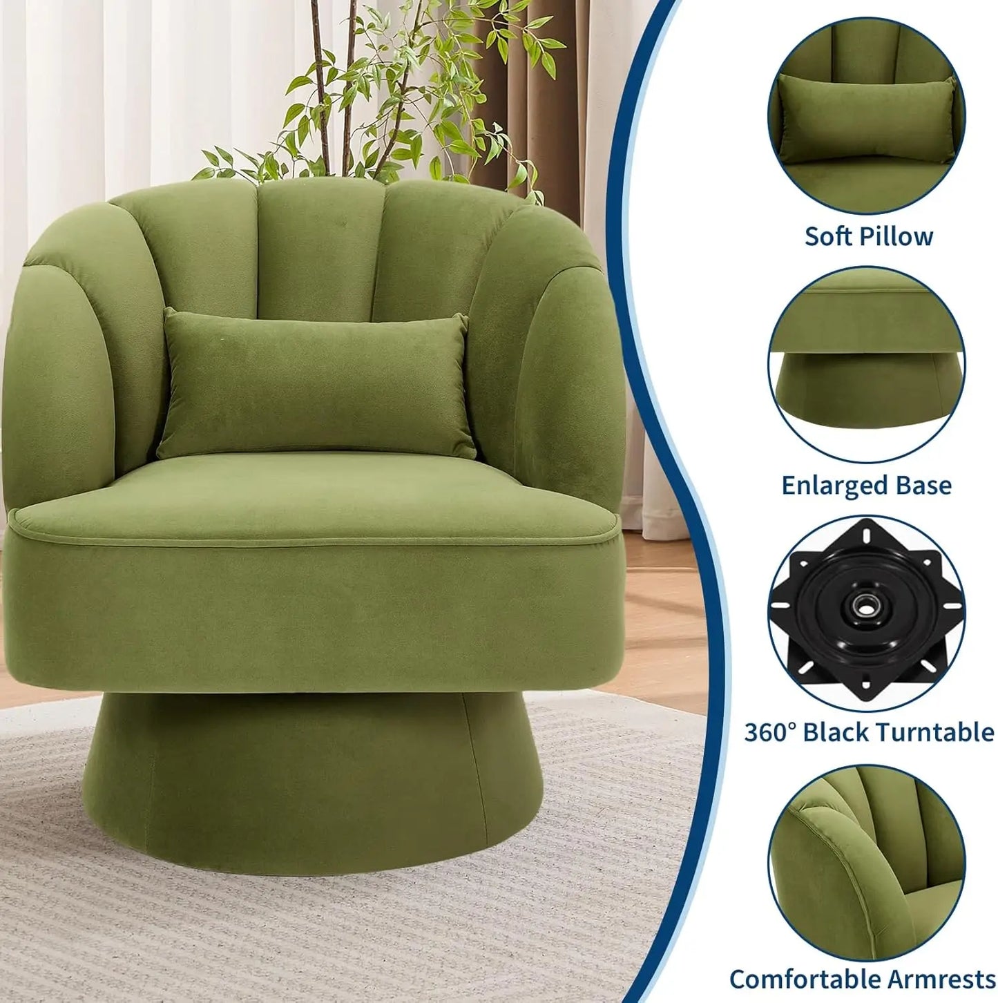 HiMISS Ultra Plush Swivel Accent Chair 360 Degree Barrel Lounge