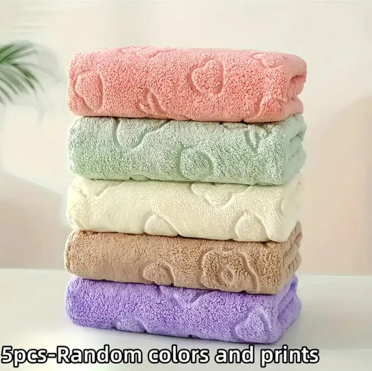 Soft Coral Fleece Face Towels Five-Piece Set Quick Dry Jacquard