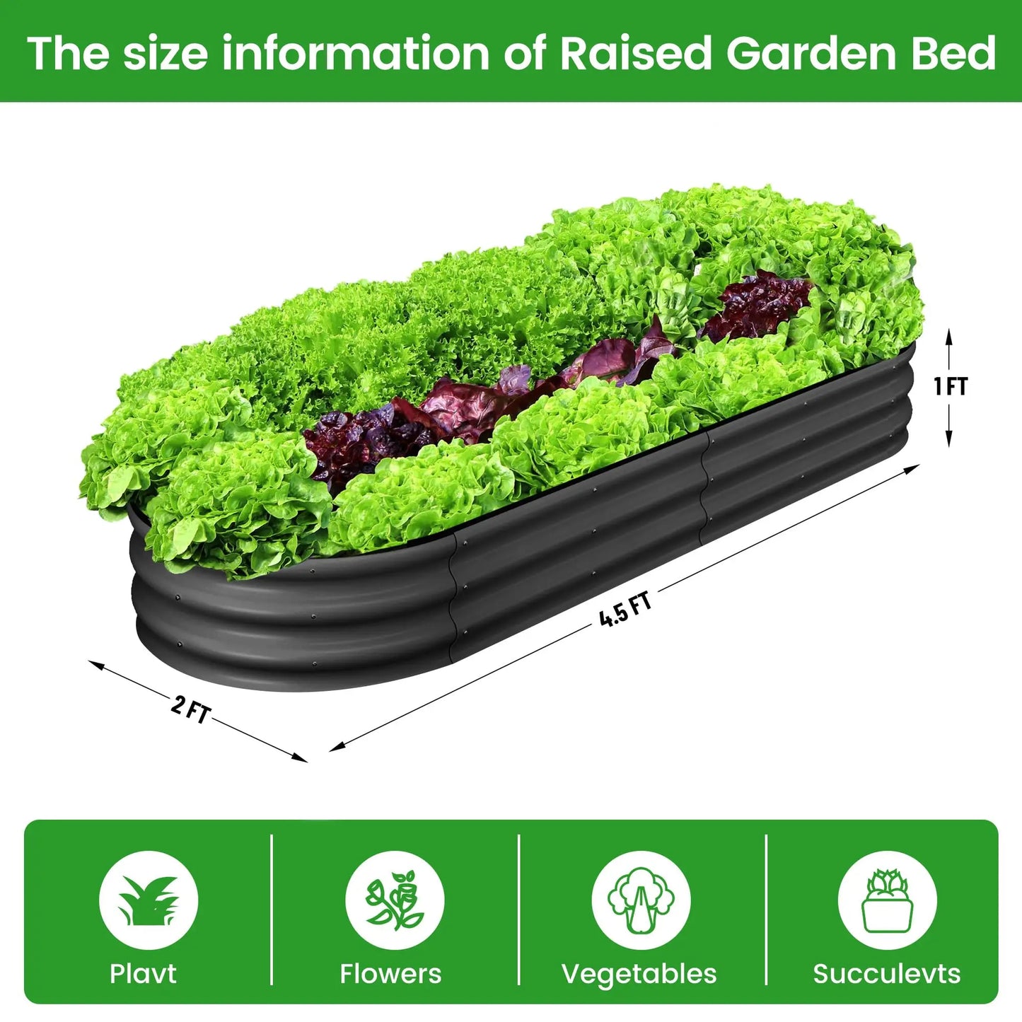 HiMISS Galvanized Steel Raised Garden Bed Two Pack Kit