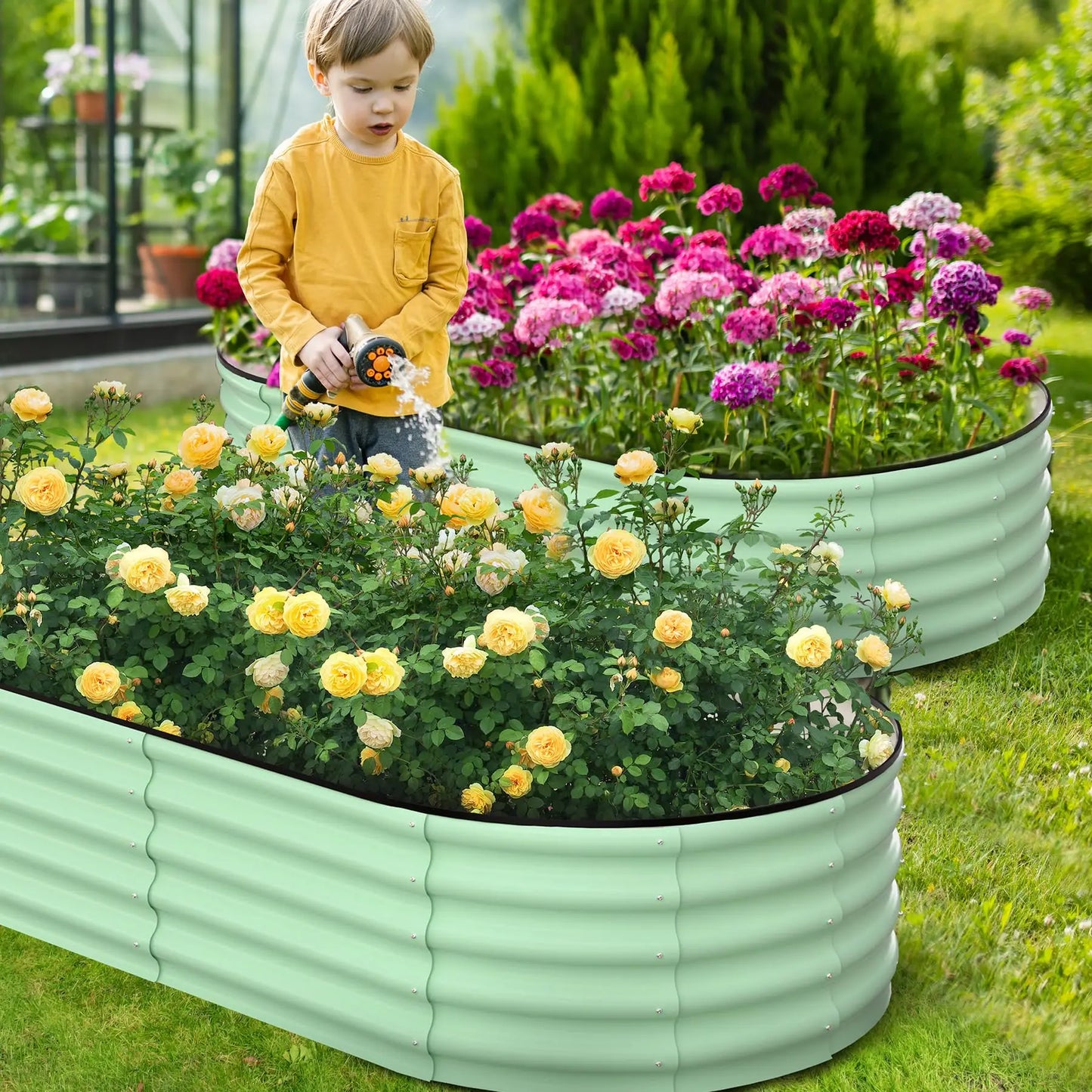 HiMISS Galvanized Steel Raised Garden Bed Two Pack Kit