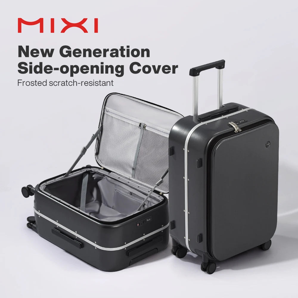 Mixi Aluminum Frame Carry On Luggage Front Opening Rolling Suitcase