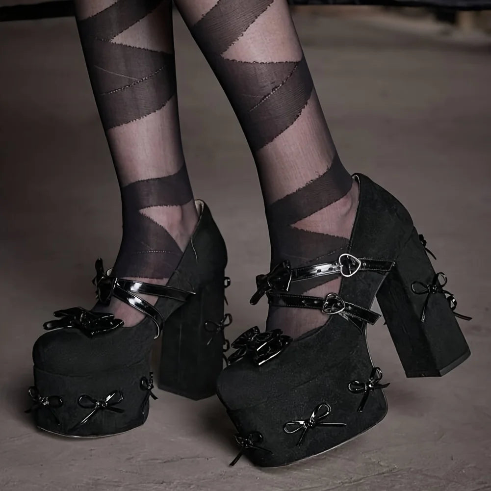 Mary Jane Platform Heels for Women Gothic Style Pumps