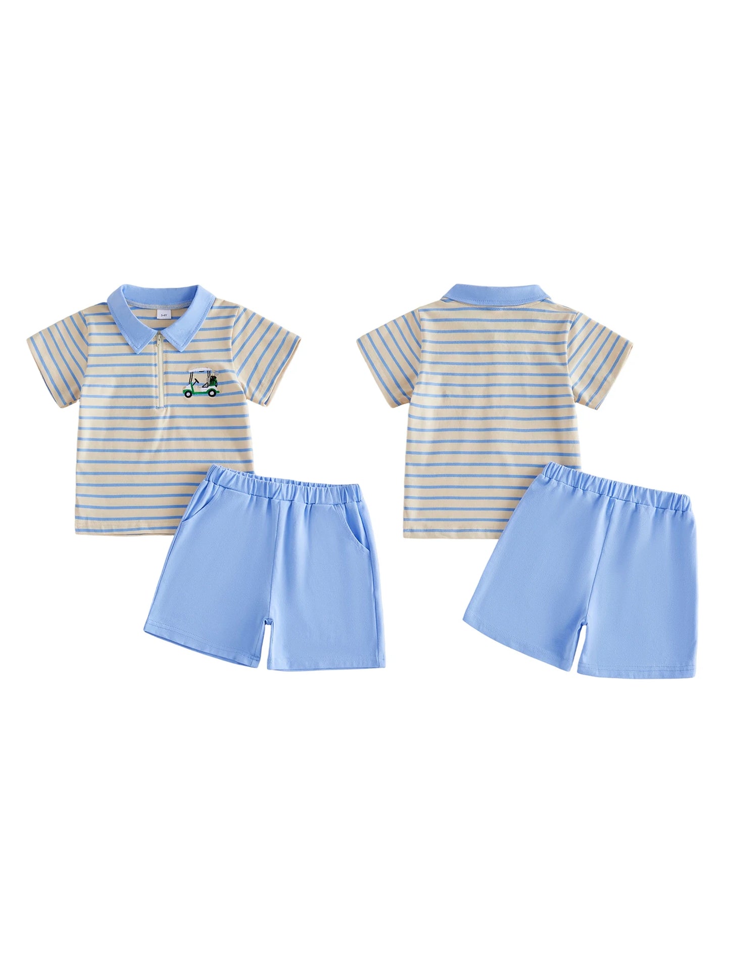 Infant Summer Outfit Set With Short Sleeve Embroidered Top Shorts