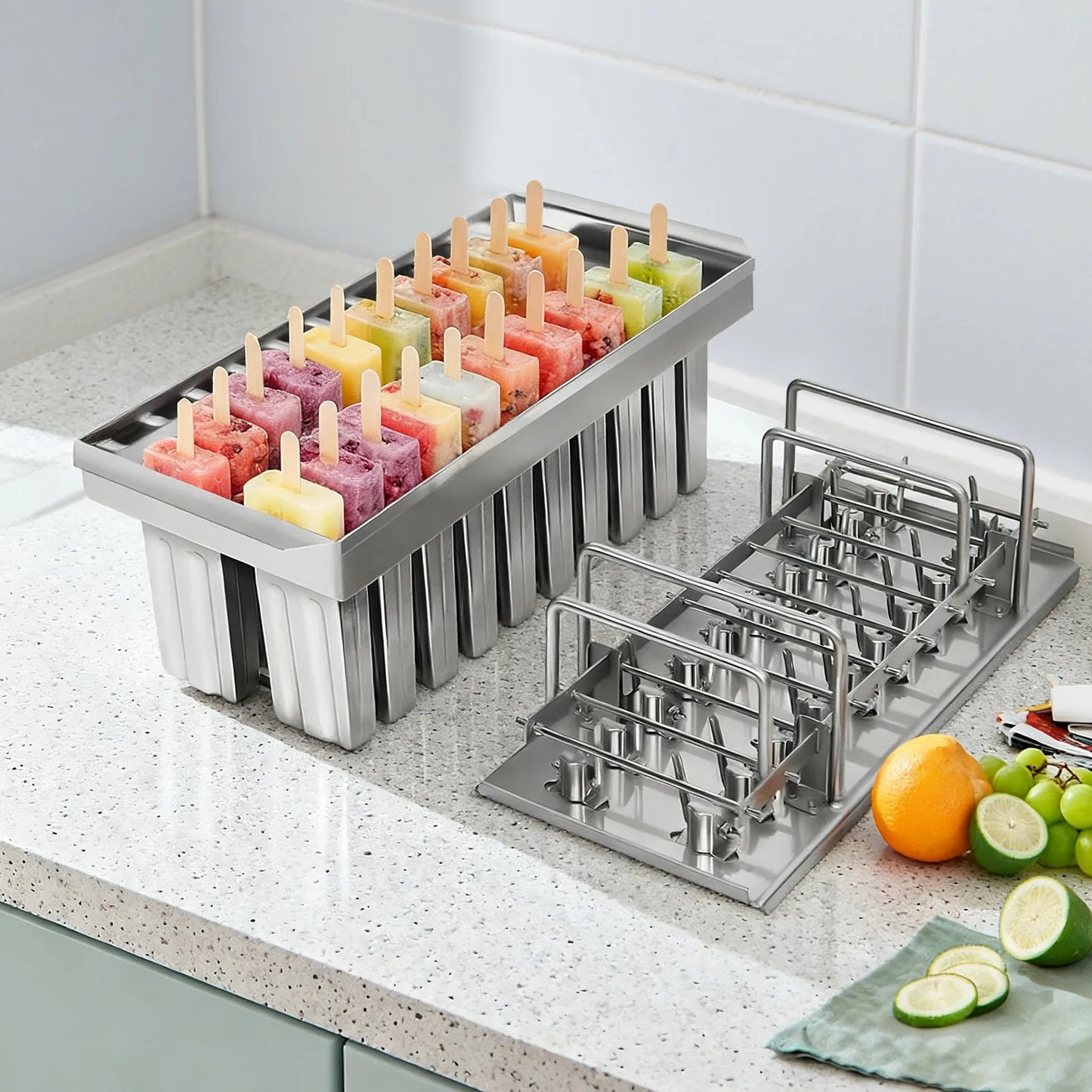 Stainless Steel 20 Cavity Ice Cream Mold Set DIY Popsicles