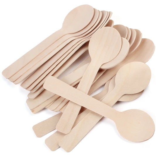 Disposable Wooden Spoons 100Pcs Mini Tasting Utensils for Parties