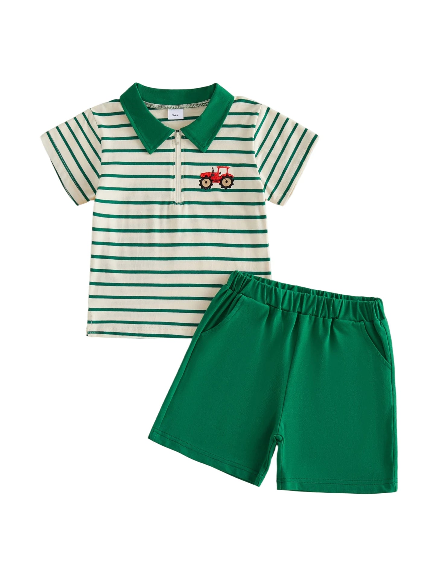 Infant Summer Outfit Set With Short Sleeve Embroidered Top Shorts