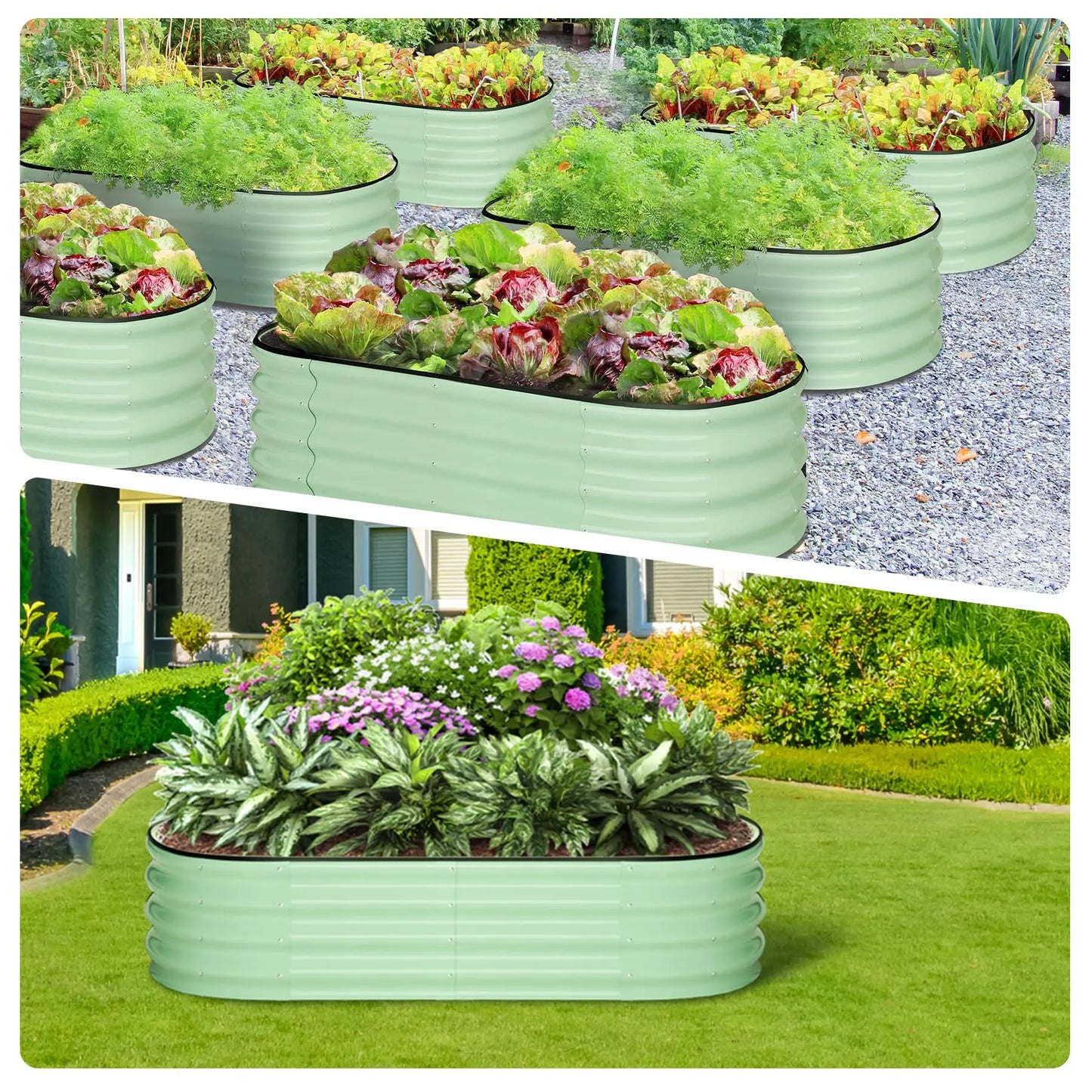 HiMISS Galvanized Steel Raised Garden Bed Two Pack Kit