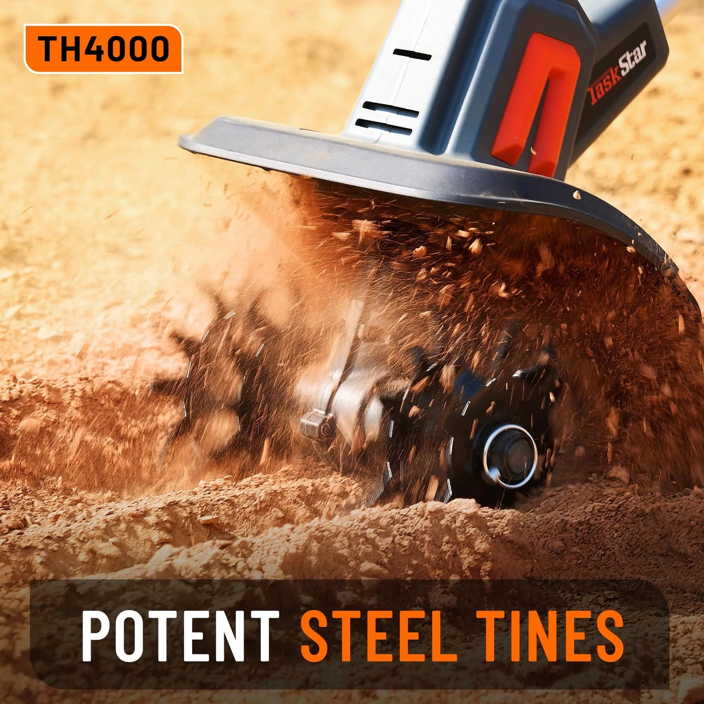 TaskStar Cordless Electric Tiller Garden Cultivator For Efficient Weeding