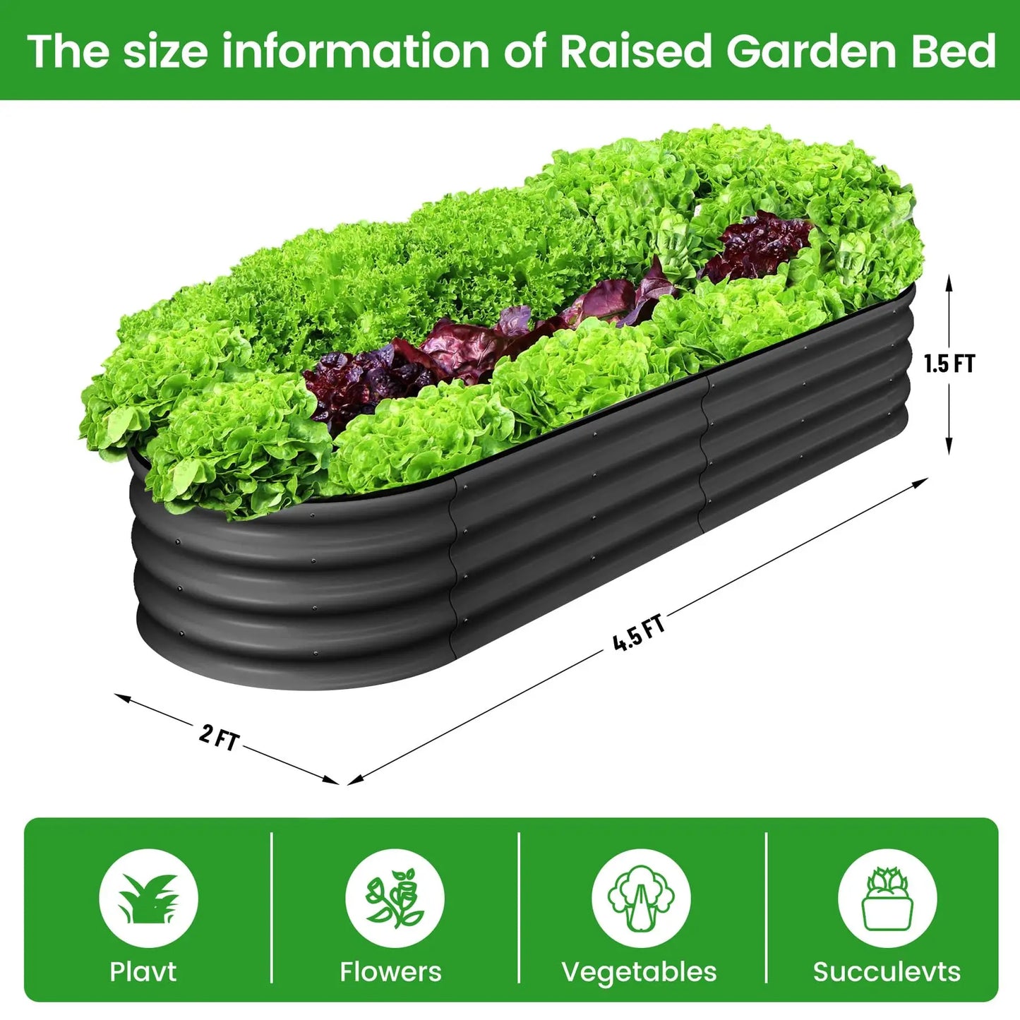 HiMISS Galvanized Steel Raised Garden Bed Two Pack Kit