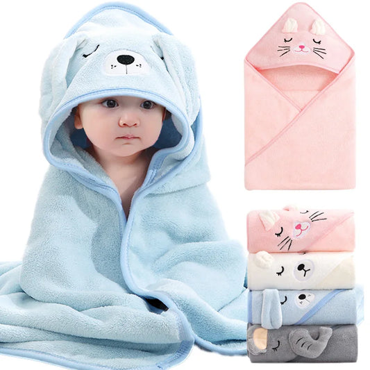 Cartoon Animal Baby Hooded Towels Soft Newborn Bath Blanket