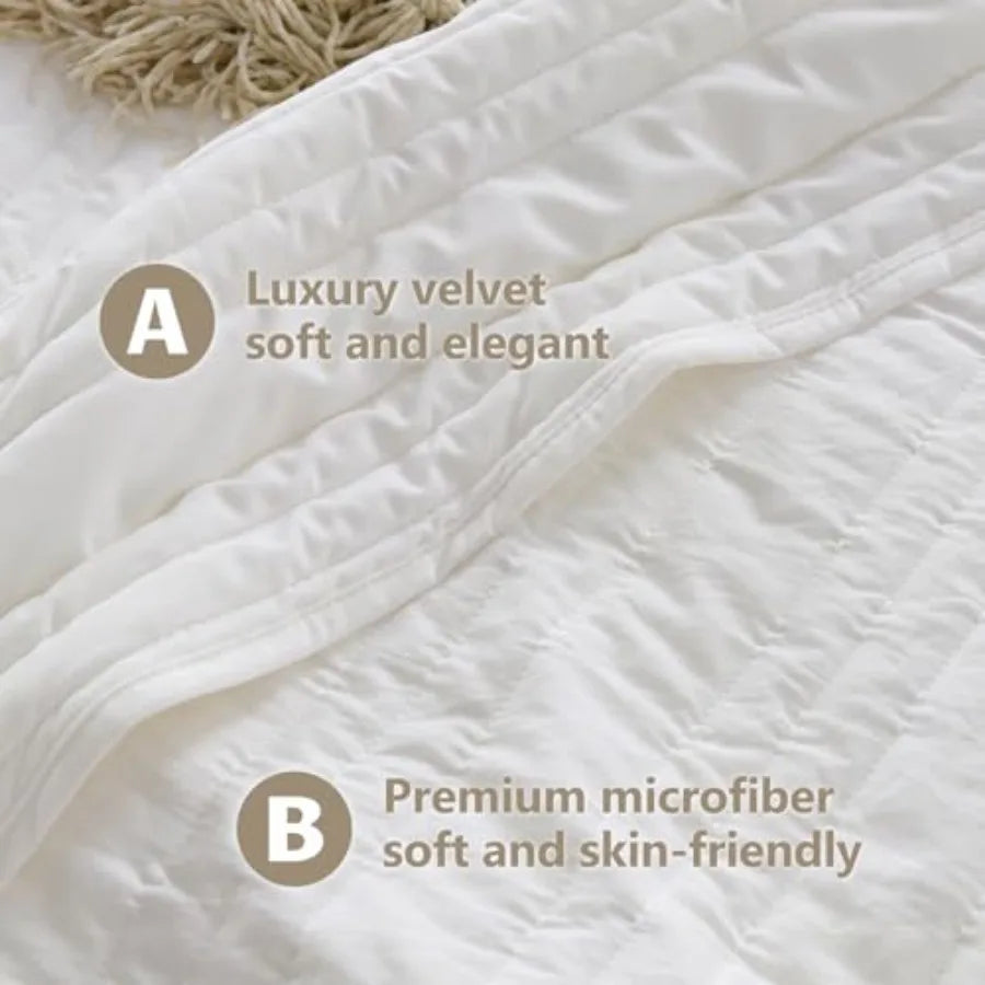 Velvet Quilt Set 3 Piece Ultra Soft Bedspread With Shams